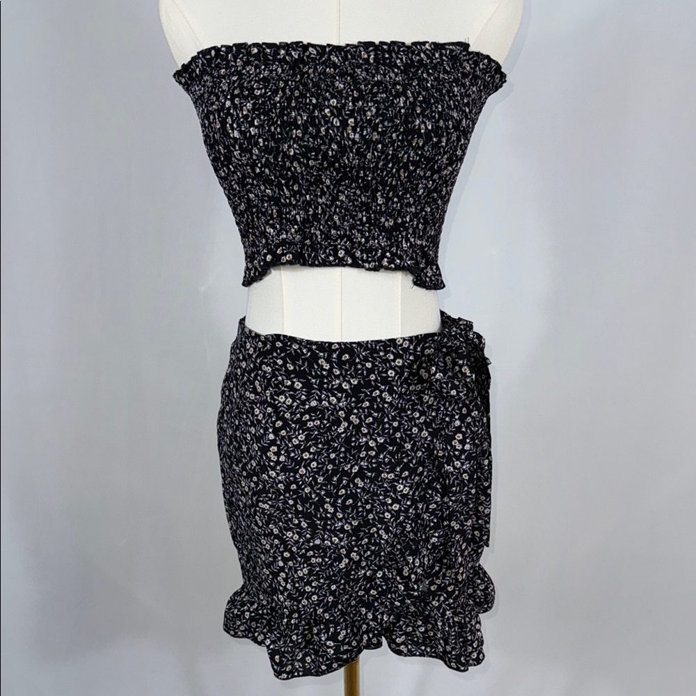 Mini Black and White Ruffled Skirt and Top set for Night Out